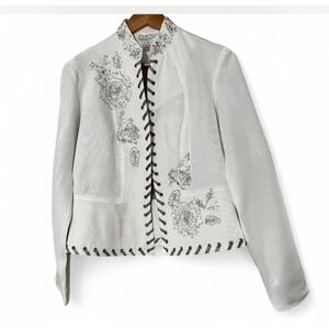 Alberto Makali Eyelet‎ Jacket Blazer  Long Sleeve White Ladies Size 6 Evening